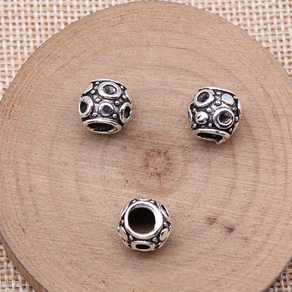 10x10mm 2.3g Antique Silver Zinc Alloy Spacer Large Hole Beads for Bracelet Necklace DIY Making