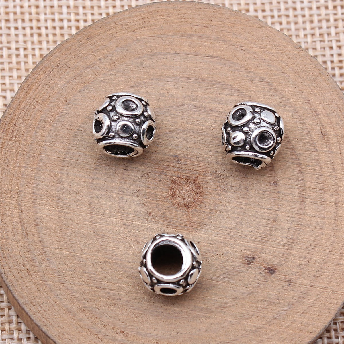 10x10mm 2.3g Antique Silver Zinc Alloy Spacer Large Hole Beads for Bracelet Necklace DIY Making