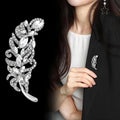Silver Tone Leaf Crystal Metal Brooch Pin for Jackets and Lapels view 4