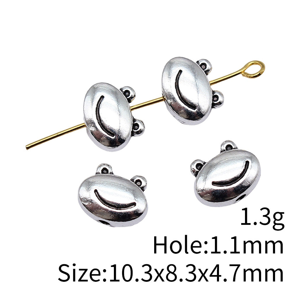 10.3x8.3x4.7mm 1.3g Antique Silver Zinc Alloy Cute Frog Head Spacer Beads for Bracelet Necklace Making