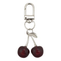 Dark Red Double Cherry Keychain With Silver-Tone Metal Clasp view 5