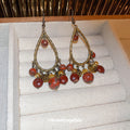 Vintage Gold Tone Beaded Teardrop Statement Hook Earrings view 4