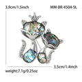 Abalone Shell Two Cat Brooch with Polished Metal and Decorative Accents view 5
