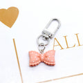 Pink and Brown Polka Dot Bow Earrings and Clip Keychains view 6