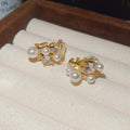 Pearl and Crystal Floral Cluster Clip Earrings in Three Styles view 8