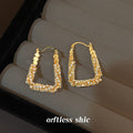Gold U Shape Pave Crystal Geometric Hoop Earrings Pair view 3