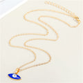 Gold Tone Pointed Oval Enamel Evil Eye Pendant Necklaces in Four Colors view 5