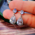 Teardrop Halo Dangle Earrings In Five Stone Colors view 2