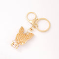 Rhinestone French Bulldog Puppy Metal Keychain Gold view 4