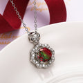 Silver Tone Round Gradient Crystal Floral Pendant Necklaces view 4