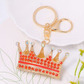 Rhinestone Crown Keychain Gold Tone Metal Braided Cord Charm view 6