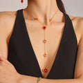 Gold Czech Glass Y-Lariat Necklace Six Stone Colors view 1