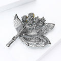 Crystal Leaf Cluster Brooch with Layered Openwork Foliage view 4