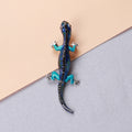 Enamel Gecko Brooch Rhinestone Spine Blue Brown Styles view 4