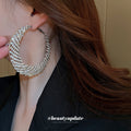 Silver Crystal Layered Statement Hoop Earrings Fashion Jewelry view 3