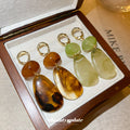 Marbled Resin Double Drop Earrings In Amber And Brown view 4