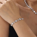 Round Halo Zircon Link Bracelet Gold and Steel Stainless view 3