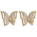 Gold Butterfly Stud Earrings Lilac Crystal Full Pave view 5