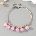 Wrapped Cord Double Row Round Bead Charm Bracelets in Nine Colors view 4