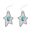 Antique Silver Star Turquoise Cabochon Hook Drop Earrings view 5