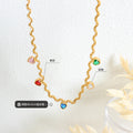 Gold Twisted Rope Necklace Multicolor Heart Charms view 2