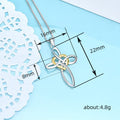Two Tone Infinity Knot Cross Pendant Necklace Gold Heart Detail view 5