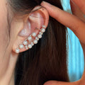 Asymmetric Pearl Ear Climber and Single Stud Earrings view 3
