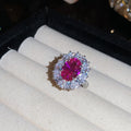 Silver Pink Crystal Flower Rings Bracelets Earrings view 6
