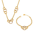 Gold Interlocked Circle Zircon Necklace Bracelet Stainless view 5