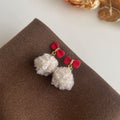 Faux Fur Pom Bow Multi Style Drop Stud Earring Set view 3