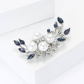 Curved Pearl Branch Brooch in Bright Blue or Deep Navy view 3
