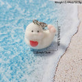 Flocked White Seal Keychains Heart Clasp 4 Pose Styles view 2