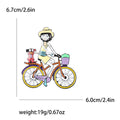 Acrylic Bicycle Girl Brooch Dog Basket Red Or Yellow Dress view 7