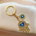 Gold and Silver Tone Hamsa and Heart Eye Split Ring Keychains view 5