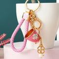 Four Leaf Clover Cup Keychains in Pink and Blue with Braided Loop Options view 1