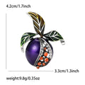 Jeweled Enamel Pomegranate Brooch Pin in Red or Purple view 7