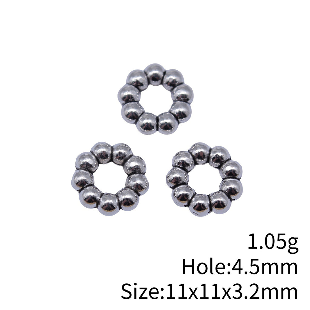 11x11x3.2mm 1.05g Antique Silver Zinc Alloy Round Large Hole Spacer Beads for DIY Bracelet Jewelry Making