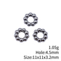 Antique Silver Flower Ring Large Hole Spacer Beads view 3