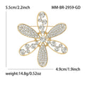 Six Petal Crystal Flower Brooch Openwork Gold Silver view 4