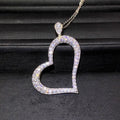 Silver Tone Open Heart Pave Pendant Necklace With Chain view 2