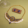 Green Red and Blue Beaded Choker and Stud Earring Sets view 4