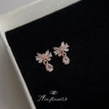 Rose Gold Baguette Bow Teardrop Zircon Drop Stud Earrings view 3