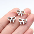 14x12x6.8mm 3g Antique Silver Zinc Alloy Bowknot Through Hole Butterfly Beads for DIY Bracelet Jewelry Making