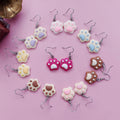 Silver Tone Colorful Cat Paw Resin Hook Earrings in Seven Colors view 2