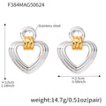 Stainless Heart and Crescent Stud Drop Earrings Mix view 11
