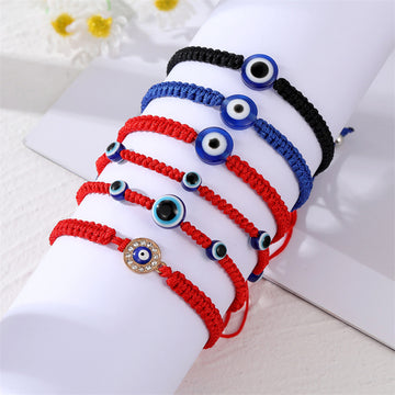 Braided Cord Blue Evil Eye Adjustable Bracelets in Four Designs