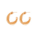 Textured C Hoop Stud Earrings in Gold and Silver Tone Finishes view 5