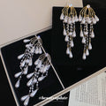 Pearl Chandelier Earrings in Gold and Silver Tones view 2