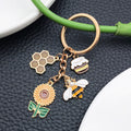 Yellow Sunflower Beehive Honey Jar and Bee Charm Keychain view 4