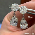 Silver Round and Pear Drop Clear CZ Dangle Earrings Pair view 2